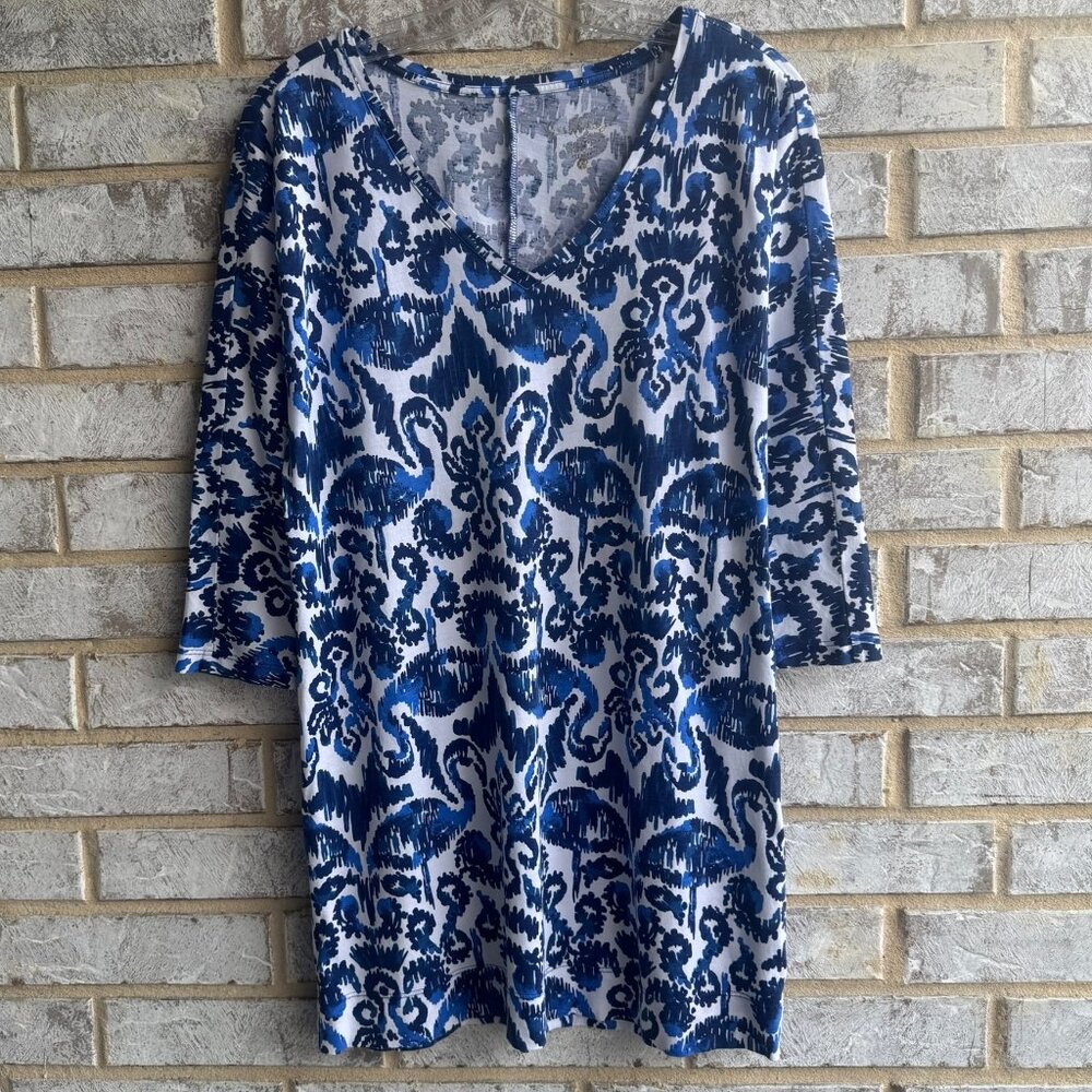 Lilly Pulitzer Cori Navy Beach 3/4 Sleeve V-Neck Dress Women's Size XS - Picture 1 of 7